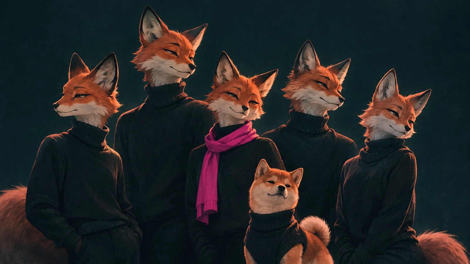 Das Team von Pinka Fux als Fuchs-Gruppenporträt